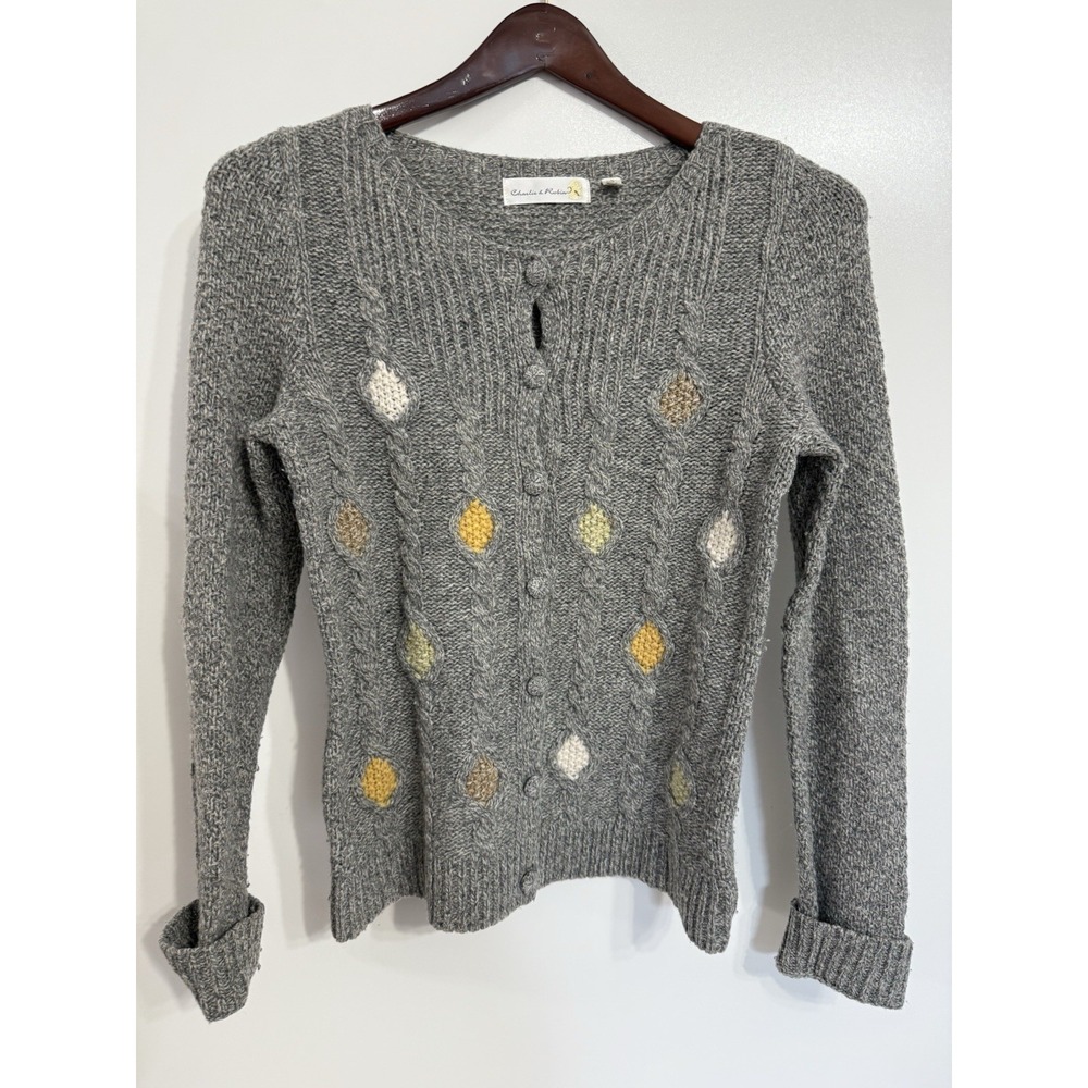 Charlie & Robin Cardigan Wool Anthropologie Lagenlook Button Front Sweater Small